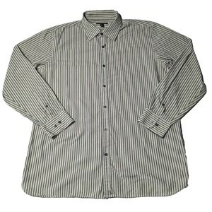 VTG BANANA REPUBLIC Men Size XL Green Striped Cotton Button-Up Shirt